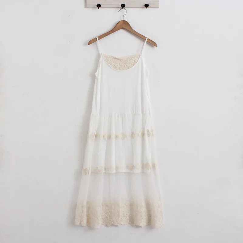 

New Mori Girl Spaghetti Strap Lace Tulle Underdress Women Petticoat Sweet Lace Underdress Summer Basic Dress Vestidos 16852
