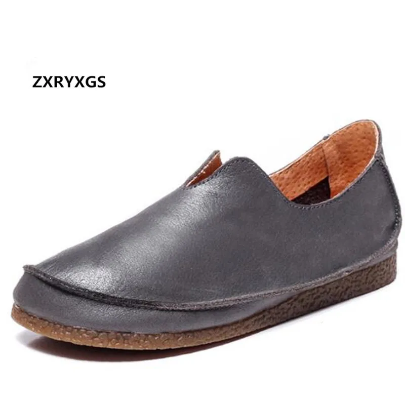 

2019 Newest Elegant Comfort Spring Shoes Women Flats Soft Full Real Leather Shoes Casual Sneakers Flat Loafers Shoes Woman Shoes