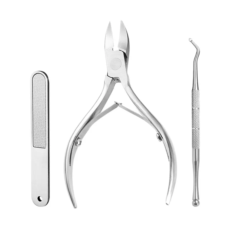 Cortadores de Unha de Aço Cortador de Unhas do Dedo do pé Aparador de Pêlos 3 em 1 Inoxidável Manicure Grupo Ferramentas Pedicure Kit Dedo Cortador Encravados 13 Aço Inoxidável Manicure Set Ferramentas Pedicure Kit