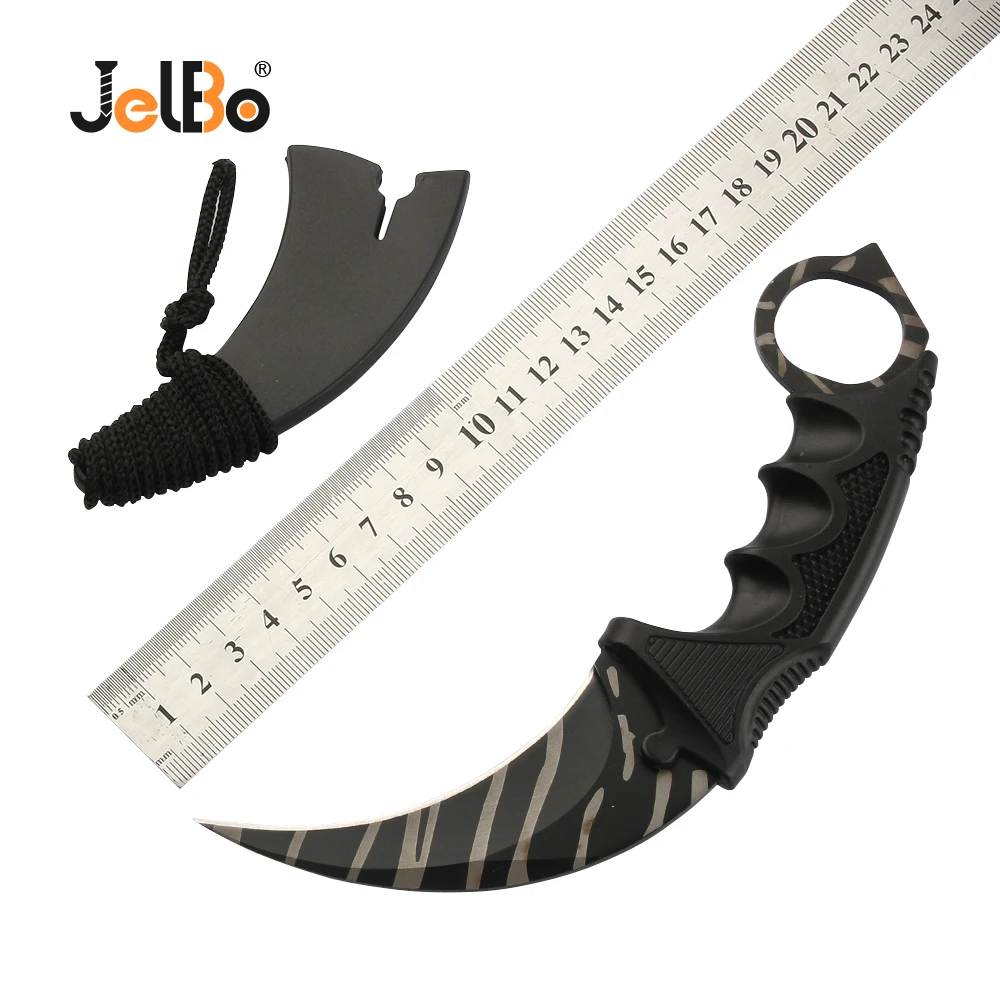 

JelBo Karambit Knife Stainless Steel Sharp Blade Potable Pocket Knife With Sheath Outdoor Camping Hunting Tools Folding Knife