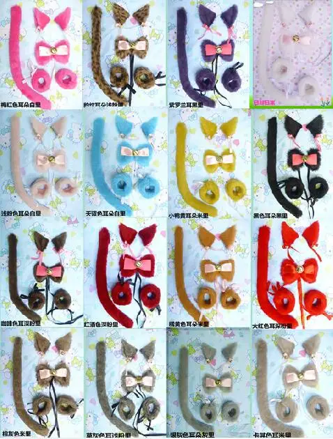 

Halloween Party Anime Cosplay Cat Ear Hairpin + Headband+Tail Costume set