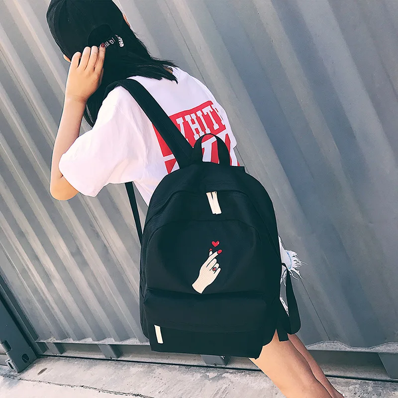 Men Canvas Backpack Cute Fashion Women Rose Embroidery Backpacks for Teenagers Women\'s Travel Bags Mochilas Rucksack School Bags (72)