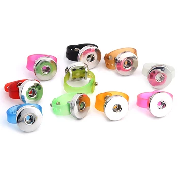 

wholesale 20pcs/lot mix colors snap button rings 18mm rubber metal button charm rings for women men snap jewelry