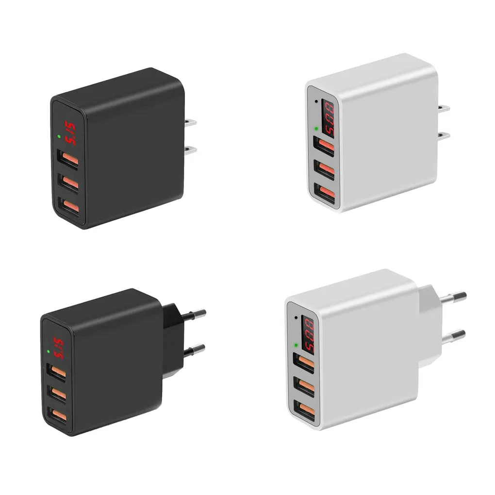 3 منافذ USB السفر شاحن الهاتف المحمول اللوحي شحن محول 5 V 3.4A LED عرض الجهد الحالي 3 منافذ USB السفر شاحن الهاتف المحمول اللوحي شحن محول 5 V 3.4A LED عرض الجهد الحالي