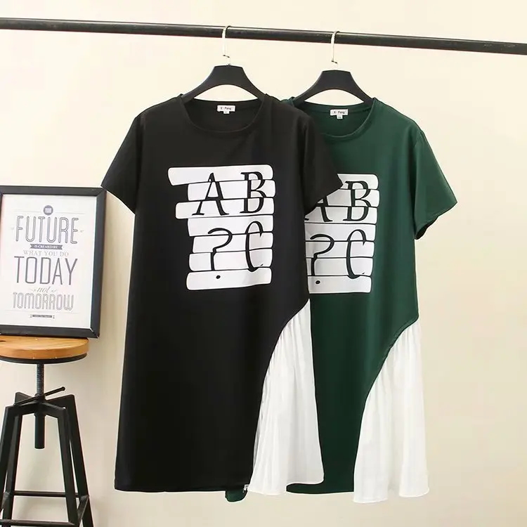 

Oversized Plus Size Big fat 2019 Spring Summer Loose Casual Women Dress Ladies letter Dress