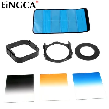

7In1 DSLR Camera Lens Filter 49/52/55/58/62/67/72/77/82mm Kit Lens Hood Filter Bag Case Adapter Ring Gradient Gray Blue Orange