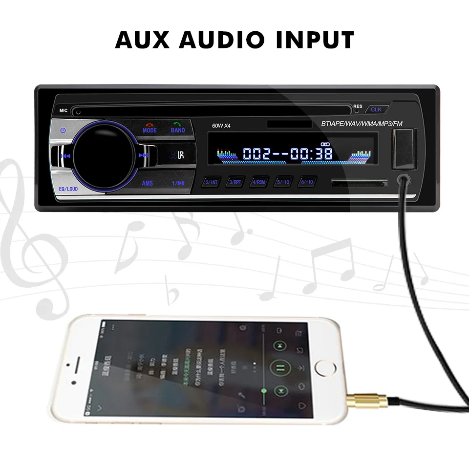 Автомагнитола 1 Din 12 В Bluetooth 2 0 с дистанционным управлением FM радио Aux SD USB MP3 для