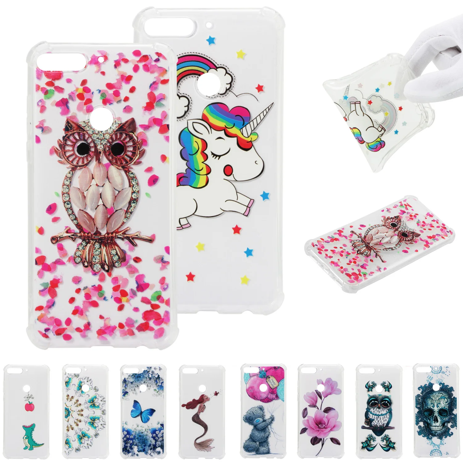 

Soft TPU case For Huawei P20 P20Lite P20Pro P10 Lite Cartoon Transparent Slim Protect back cover for huawei P Smart P8 Lite 2017