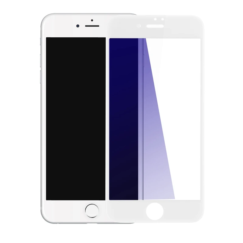 Закаленное стекло Baseus для iPhone 7, 7 Plus, 8, 8 Plus, защита экрана 0,23 мм, тонкая 3D защита на весь экран для iPhone 7, 8, стекло - Цвет: Anti Blue White