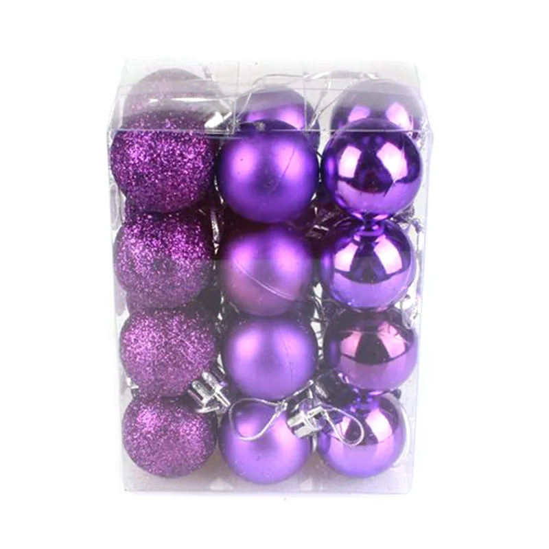 24Pcs/Lot Christmas Tree Ball Baubles Xmas Party Wedding Hanging Ornament Christmas Decoration Supplies 10 Colors - Цвет: Purple