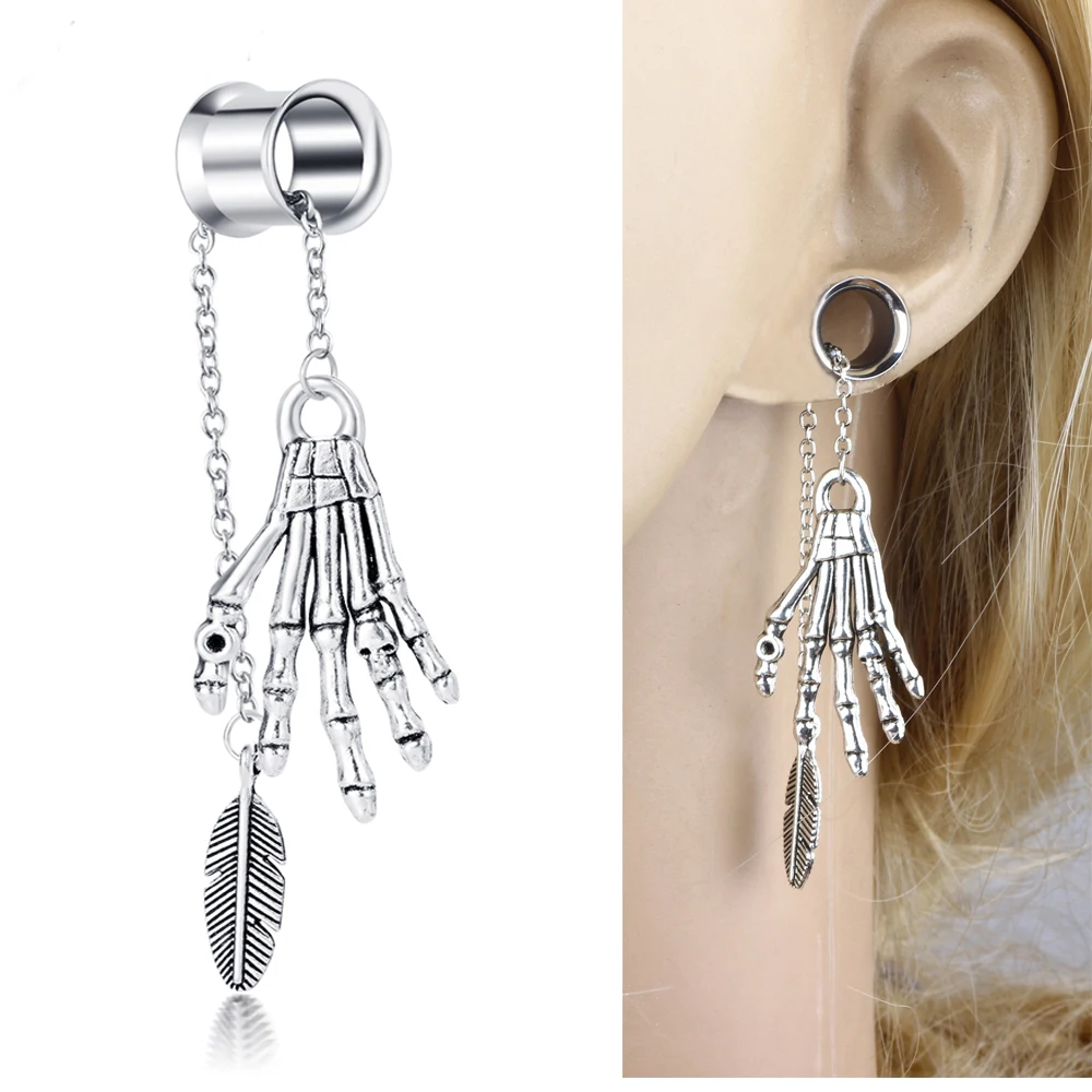 TIANCIFBYJS Ear Plugs Tunnels Stainless Steel Ear Gauges Double Flared Ear Flesh Tunnel