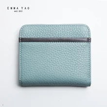 

EMMA YAO leather coin purses holders korean three fold purse fashion small wallet female