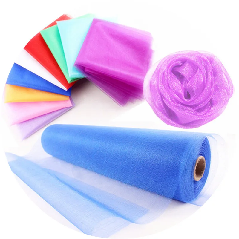 

5M/lot Organza Tulle Roll Decoration Table Marriage Organza Chair Sashes Width 48cm Tulle Table Skirt Wedding Party Deco 6Z
