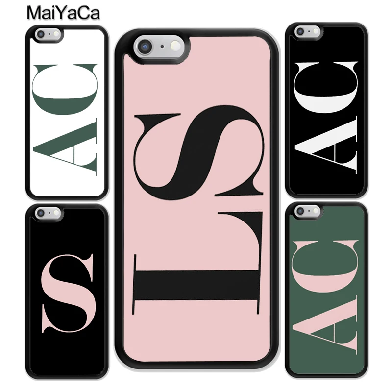

MaiYaCa Custom Large pink initial black background Soft Rubber Case Cover For iPhone 7 8 6S Plus X XS MAX XR SE Mobile phone bag