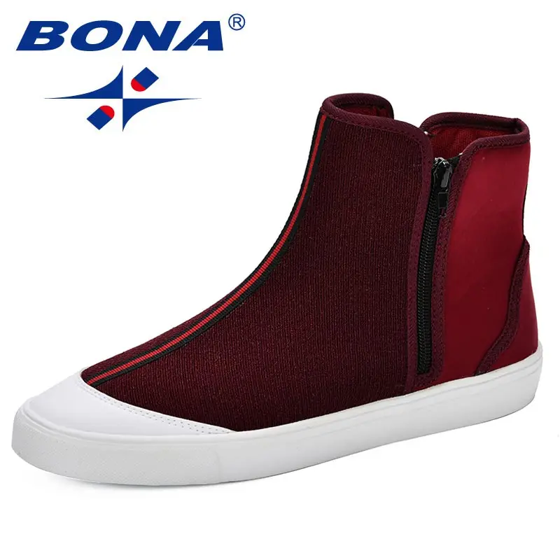 BONA/Удобная Тканевая обувь; сезон весна-осень; светильник; дышащая повседневная обувь; модная Уличная обувь; Sapatos Masculinos; модные носки; ботинки - Цвет: DARK RED