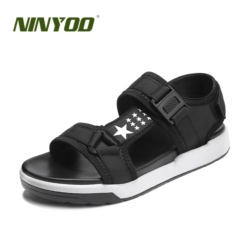

NINYOO New Summer Lovers Sandals Shoes Fashion Men's Sandals Hook & Loop Beach Sandals Unisex 35 36 Open Toe Casual Sandals 44