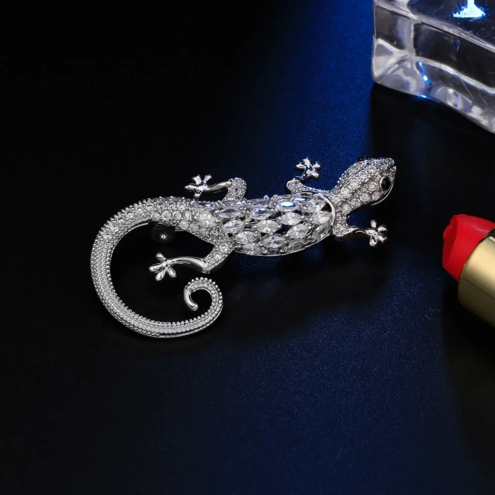 Блестящая брошь ящерица, милое животное, Женская булавка, пальто, платье, модное ювелирное изделие, элегантный костюм, брошь, подарок на Рождество, день рождения, Gecko Wicca