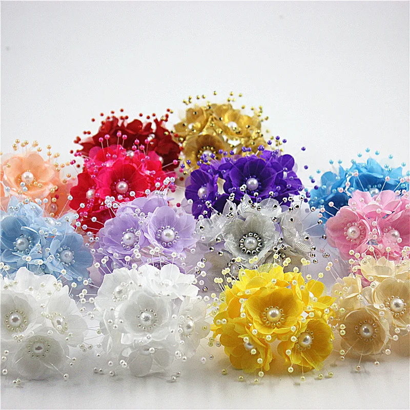 6 pieces / new artificial wreath cherry blossom bouquet material imitation pearl string DIY handmade decoration bridal hair acce | Дом и сад