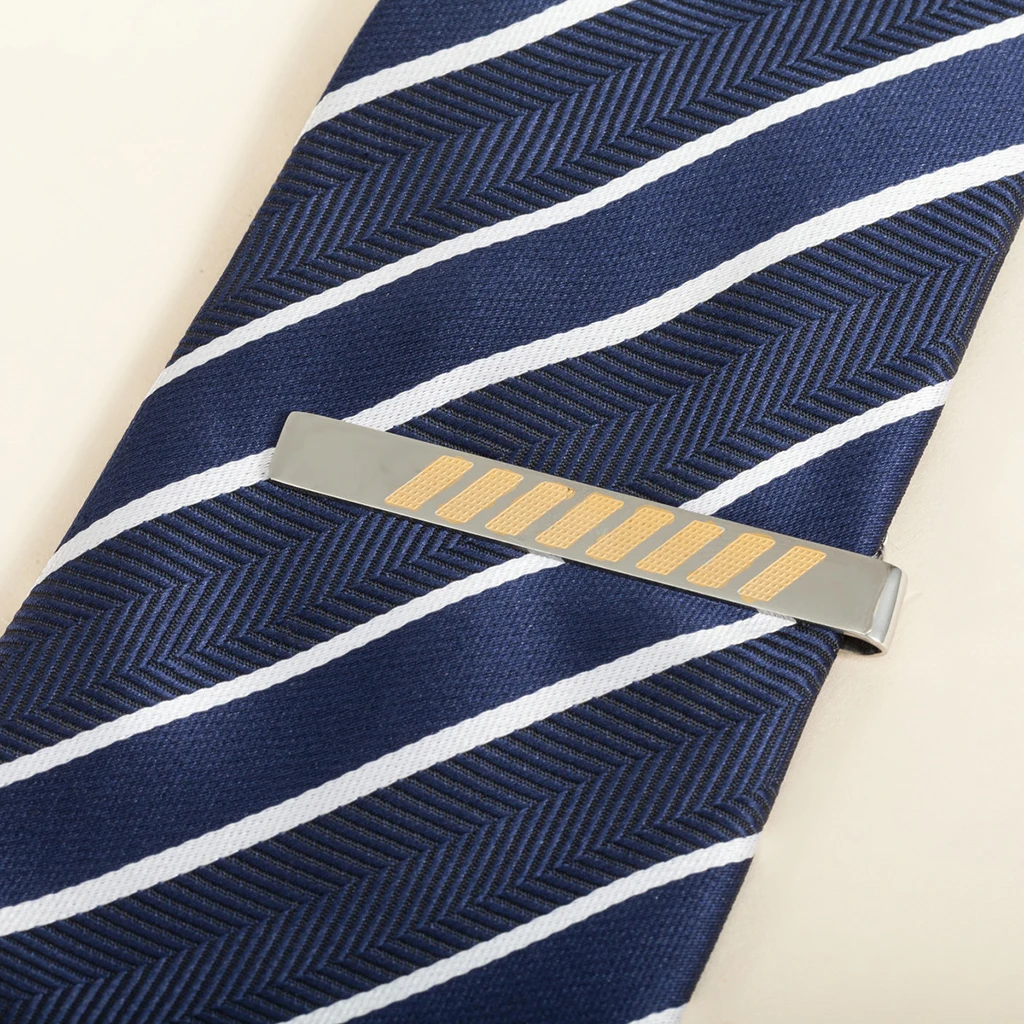 Stainless Steel Necktie Slid Pins With Chain Business Party Fashion Pinch Tie Clasp Jewelry