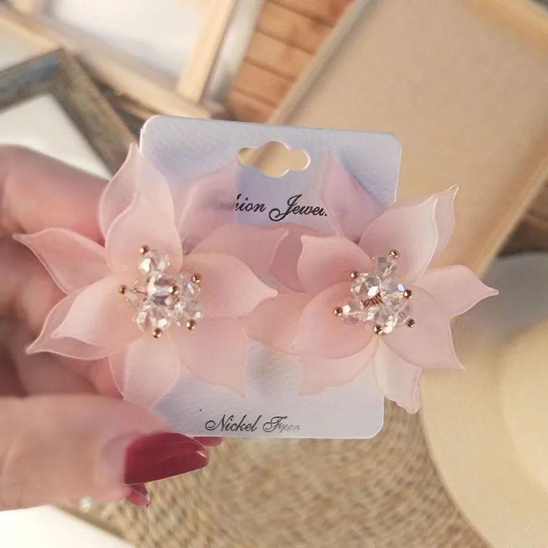 Trendy Big Acrylic Drop Earrings for Women 2018 Statement Elegant Crystal Resin Earrings Fashion Jewelry Dangle Flowers Brincos (6)