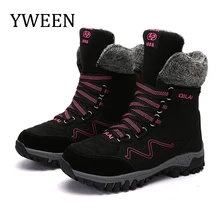 YWEEN/женские зимние ботинки; модные замшевые кожаные ботинки; женские зимние теплые плюшевые ботинки; водонепроницаемые ботильоны; обувь на плоской подошве; Размеры 35-42