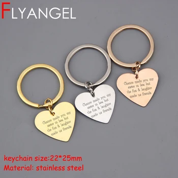 

FLYANGEL Heart Style Engraved Keychain Chance Made You My Sister In Law But The Fun Laughter Made Us Friend Keyring Gifts