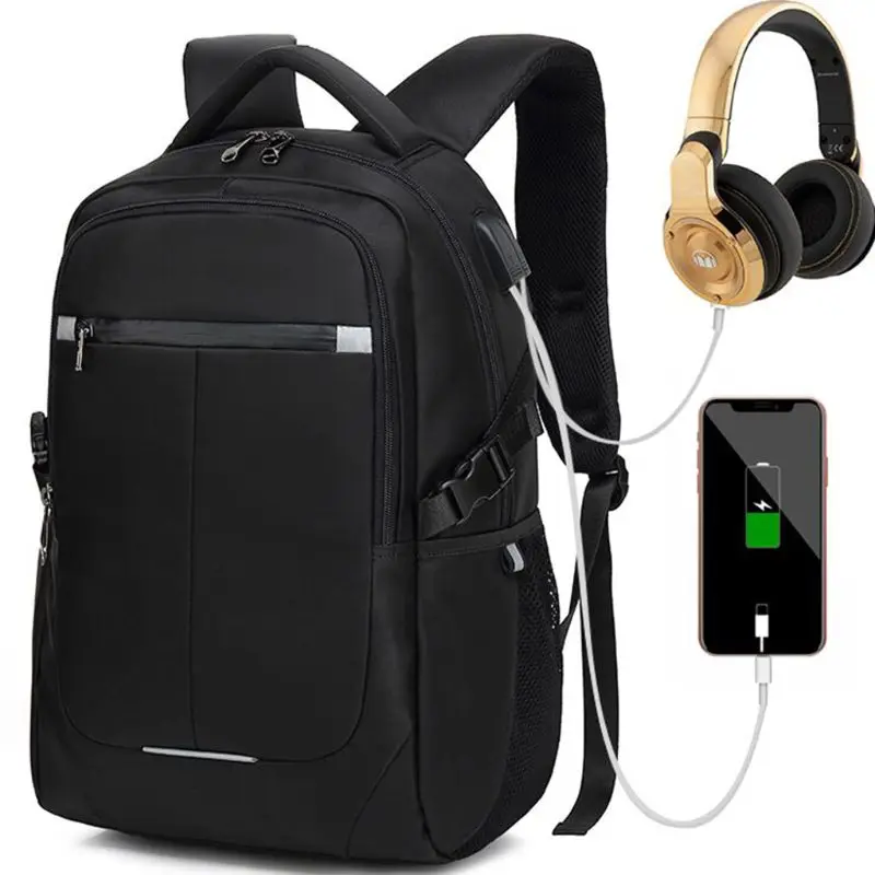 

Men Laptop Backpack Water Resistant USB Charger Port Headphone Hole Computer Rucksack Fashion High-capacity Business Men Bags
