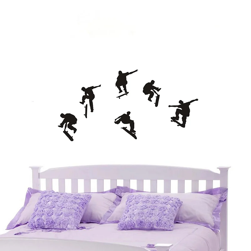

POOMOO Wall Sticker Skateboarders Wall Decal set removable skater stickers decor mural kids teen