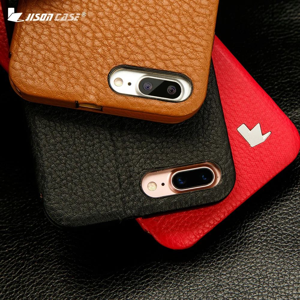 Jisoncase Genuine Leather Flip Case for Apple 7/8 Case Luxury Protective Shell Kickstand Folio Flip Smart Cover for iPhone 78