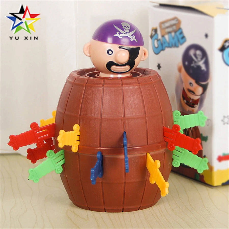 

2018 YUXIN New Strange Prank Toy Wooden Barrel Gags & Practical Jokes Sword Game Crisis Barrel Desktop Trick Toys Pirate Bucket