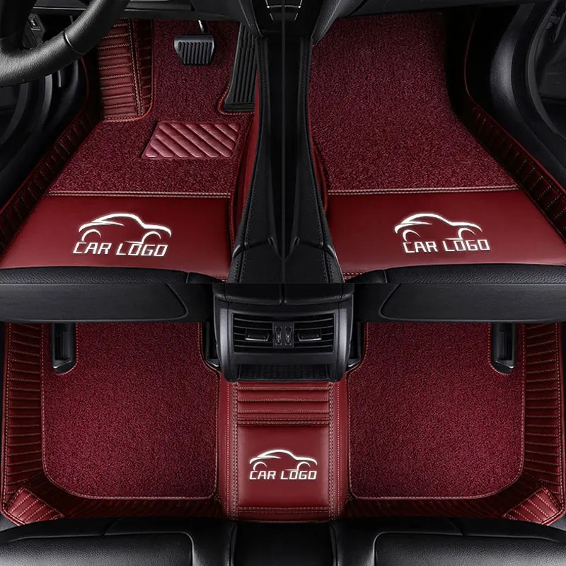 Car floor mats for Toyota logo Land Cruiser 200 Prado150/120 corolla 2007- C-HR camry 40 wish car styling liner Custom - Название цвета: Wine red 02