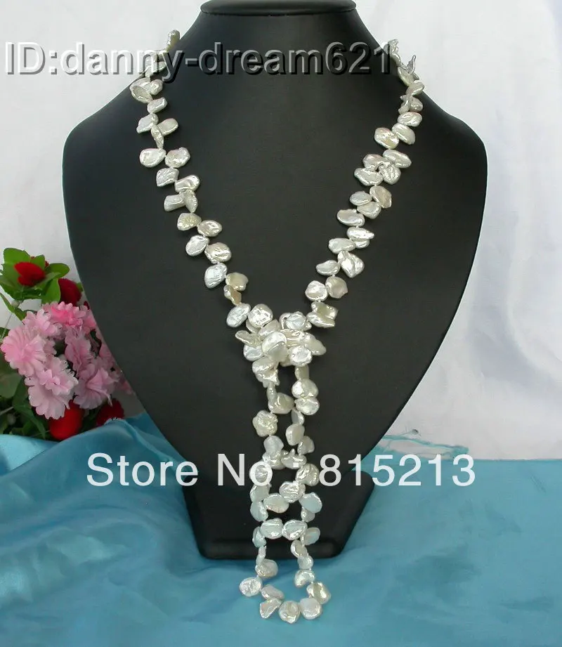 

ddh001072 Butterfly 35" AAA 13mm white reborn keshi pearls necklace