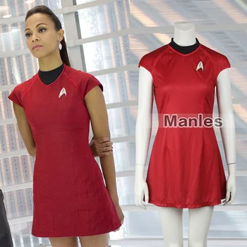 

Trek Into Darkness Nyota Uhura Cosplay Costume Trek Uniform Red Carol Marcus Cosplay Costume Adult Women Skirt Dress Spandex