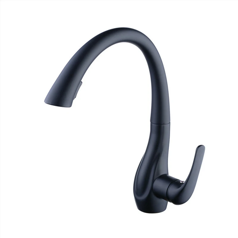 SRJ New rotating black brass sink pull-out sink faucet hot and cold kitchen faucet 360 Degree Swivel