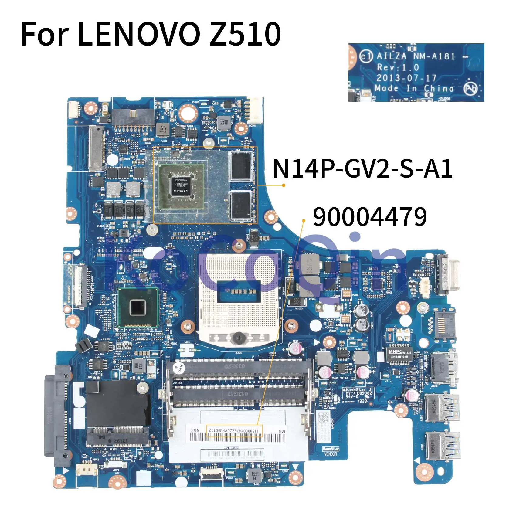 Материнская плата KoCoQin для ноутбука LENOVO Z510 системная AILZA 90004479 SR17E 2G NM