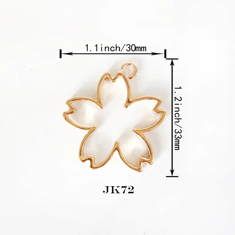 TJP 5 шт., подвеска на металлическом каркасе с цветущей вишней клевера, Золотой шарм, установка кабошона, УФ-Амулет из смолы - Цвет: JK72