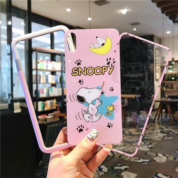 

For iPhone XS max Tempered Glass Screen film ( Front &Back ) + soft bumper frame for iPhone X XR cartoon glass flim