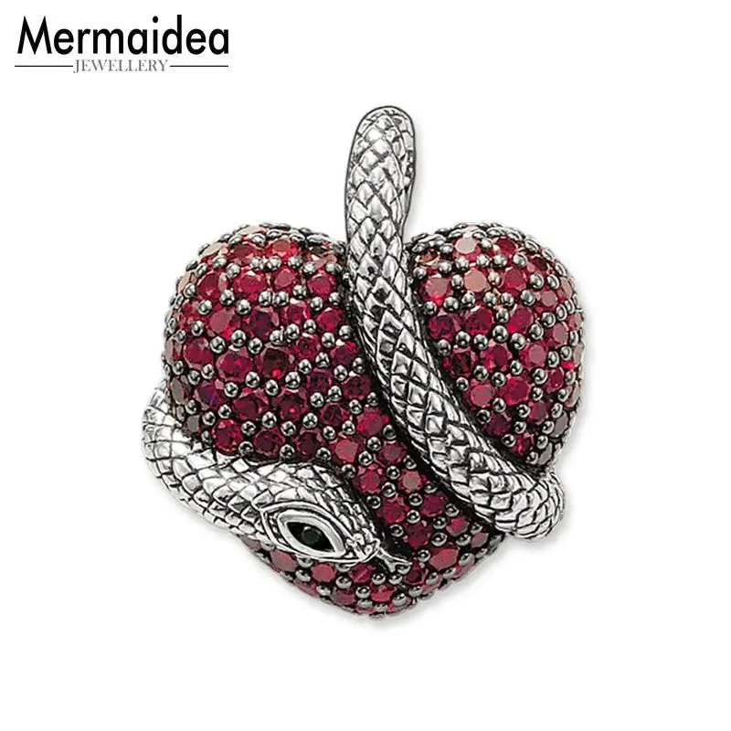 

Pendant Snake with Red Heart 2019 Fashion Love Jewelry 925 Sterling Silver Bijoux Necklace Accessorie Gift For Woman