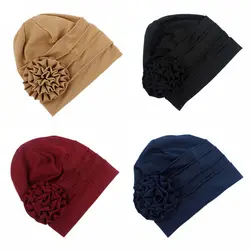 Для женщин Чемо Hat мусульманских стрейч Кепки роковой дамы уникальный цветок Дизайн тюрбан шляпа выпадения волос платок Обёрточная бумага