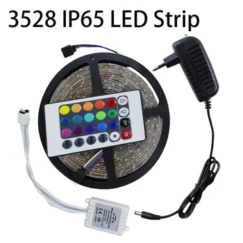 

5M LED Strip Light RGB 3528 SMD Waterproof IP65 300Led RGB + 24Key IR Remote Controller + DC12V 2A Power Adapter