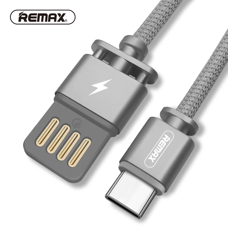 

REMAX Dual-Side USB Type C braided Data Cable 2.1A Charging Transfer 1m Type-C Data Cable for Macbook/Xiaomi/Huawei P10