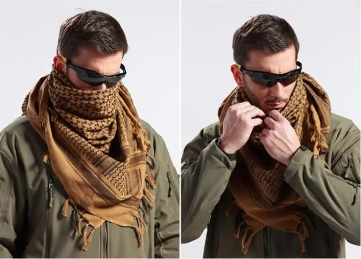 100% Cotton Military Grade Shemagh Headscarf Keffiyeh Sniper Veil Brown 