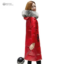 Для женщин Зимняя Натуральная кожаные пальто с меховым капюшоном пальто из овчины белый пуховик на утином пуху, верхняя одежда Теплый натуральный мех норки кожаная куртка OK1179