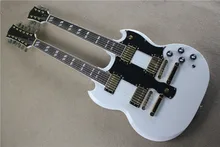 free shipping New Top Quality musical instrument Gold Hardware Double Neck SG EDS1275 White Electric Guitar 1117