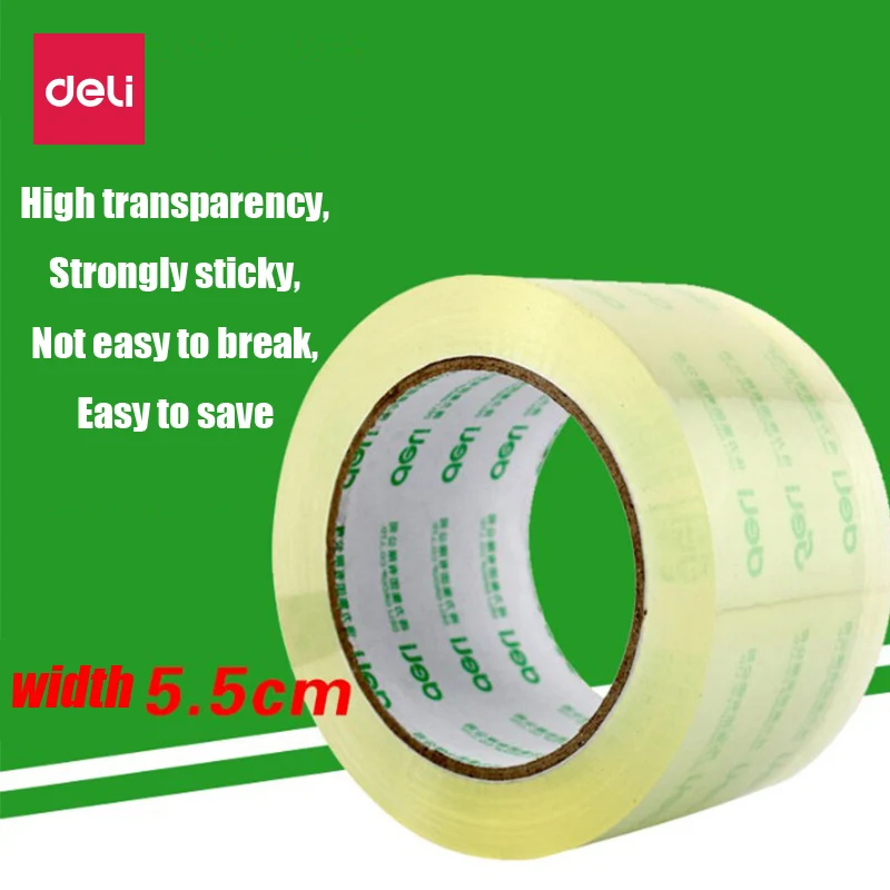 

Deli High Strength No Traces Adhesive Sealing tape 5.5cm wide transparent tape express packaging sealing tape high-adhesive tape