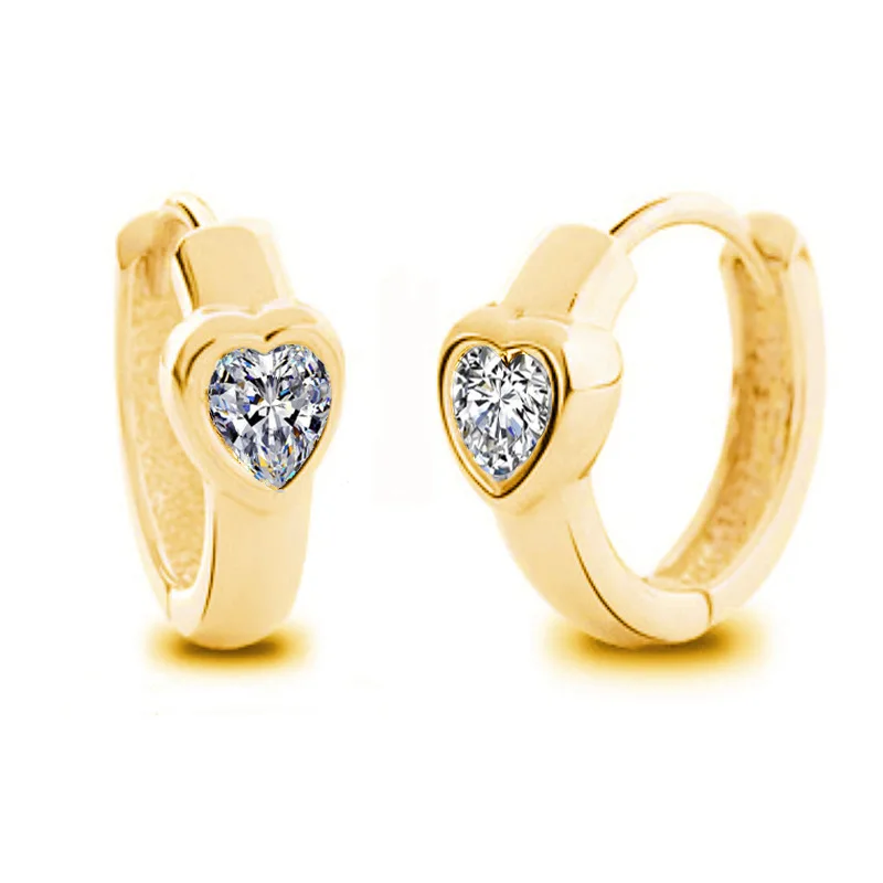 

1pairs trendy hearts sharp setting cubic zirconia hoop Earrings for women