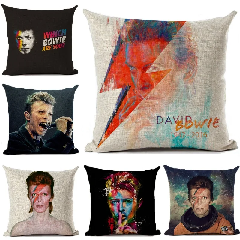 Rock David Bowie Pillow Cover Linen Rock And Roll Throw Pillow Case Car Sofa Home Decorative Pillowcase Cushion Cover 4545cm