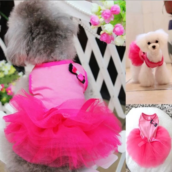 Pink Dog Cat Princess Tutu Dress Bow Bubble Dress Pet Puppy Clothes Dog Apparel Large Clothes For Pets Girl