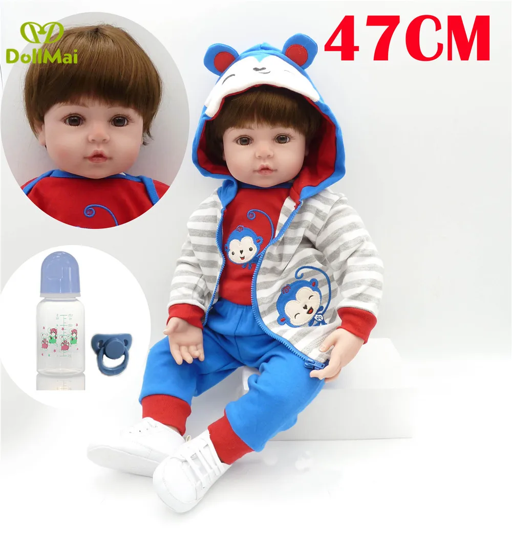 

48cm Silicone Reborn Baby Dolls realista boy reborn bebe Boneca menino lol Doll Reborn Birthday Christmas gift