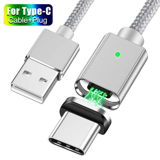 Магнитный кабель Micro usb type C адаптер для быстрой зарядки телефона type-C магнитное зарядное устройство USB C для iphone xiaomi samsung кабель Microusb - Цвет: Silver Type C Cable